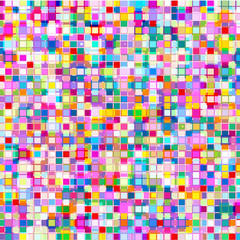 Mosaic of colored cubes on a white background. 