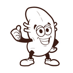 Vector outline kidney cartoon human body health organ smiling mascot character contour illustration isolated on white background Can be use for medical awareness poster or company logo template design