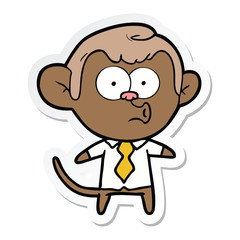 sticker of a cartoon office monkey