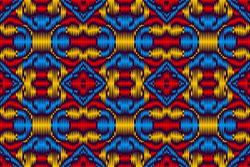 Colored embroidery seamless pattern. Carpet print template. Floor covering ornament.