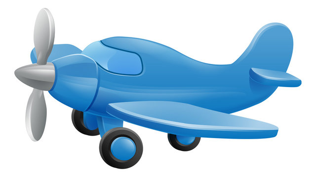 Airplane cartoon. An illustration of a cute blue small or toy aeroplane
