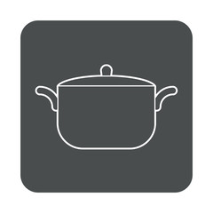 Icono plano lineal cacerola con tapa en cuadrado color gris