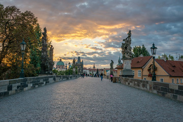 Fototapeta na wymiar The Charles bridge and the river Vltava Prague Czech republic