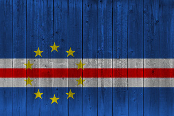 Cape Verde flag painted on old wood plank