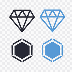 Diamond vector icons set. Diamond outline vector sign