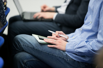 sitting in the phone at the event