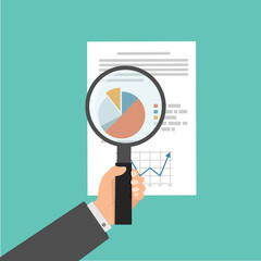 hand Magnifying glass data analysis