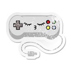 distressed sticker of a cute cartoon game controller