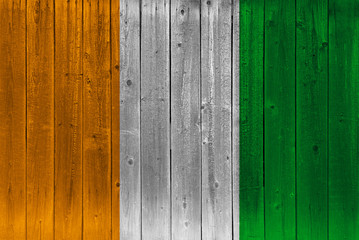 cote d'ivoire - Ivory Coast flag painted on old wood plank