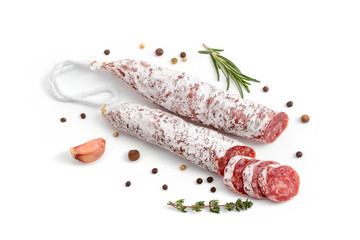 Top view on winter salami