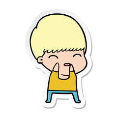 sticker of a happy cartoon boy