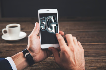 5G text on phone screen