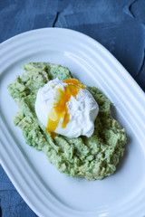 Poached egg with avocado paste