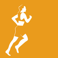 Fototapeta na wymiar running girl duotone logo minimalism art vector illustration
