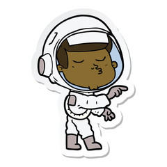 sticker of a cartoon confident astronaut