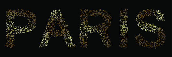 Paris Vector Calligraphic Illustration in Gold Style.