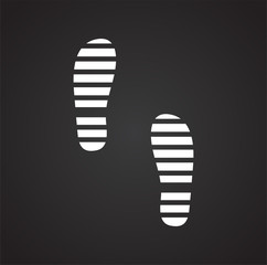 Footprint icon on black background for graphic and web design. Simple vector sign. Internet concept symbol for website button or mobile app.