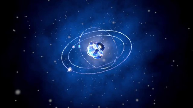 Animation of Atomic with electrons and protons moving in the microcosmos.