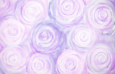 Abstract watercolor illustration textured background in the shape of blue spiral circles