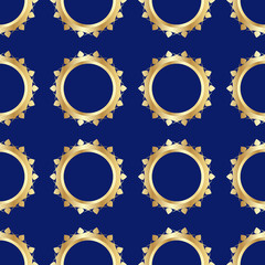 Seamless pattern with golden wedding rings on dark background. The image is made in a realistic style