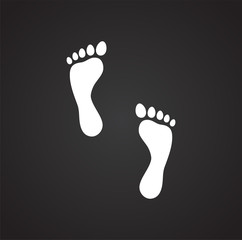 Fototapeta na wymiar Footprint icon on black background for graphic and web design. Simple vector sign. Internet concept symbol for website button or mobile app.