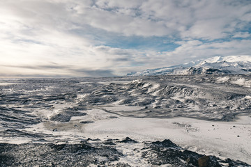 skaftafell vatnajokull glacier walk during a sunny day in winter