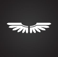 Obraz premium Wing icon on black background for graphic and web design. Simple vector sign. Internet concept symbol for website button or mobile app.