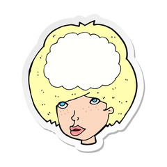 sticker of a cartoon empty headed woman