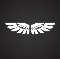 Wing icon on black background for graphic and web design. Simple vector sign. Internet concept symbol for website button or mobile app.