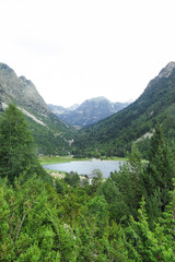 Fototapeta na wymiar Panorama to Aigüestortes National Park, Catalan Pyrenees, Spain