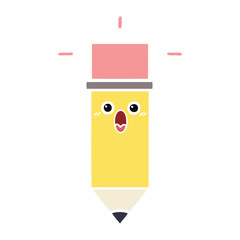 flat color retro cartoon pencil