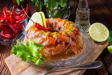 tasty jelly with pork knuckle and pork legs