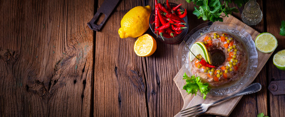 tasty jelly with pork knuckle and pork legs