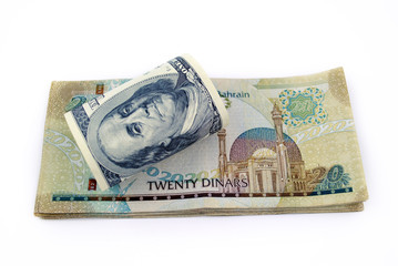 dollar Currency with Bahrain Currency isolated