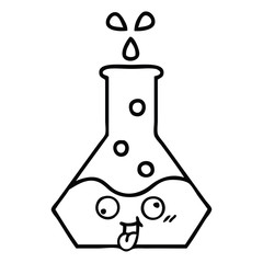 line drawing cartoon science beaker