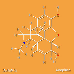Morphine pain drug structural formula. Vector illustration