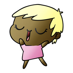 gradient cartoon of cute kawaii short haired girl