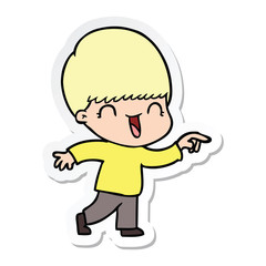 sticker of a happy cartoon boy