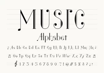 Fotobehang vector of music note font and alphabet © FotoGraphic