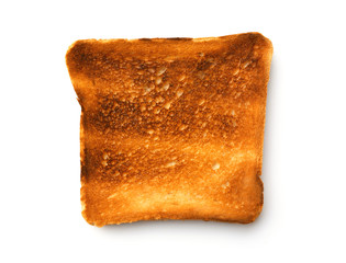 Slice of toasted bread on white background