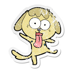 distressed sticker of a cute cartoon dog