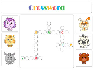 English for kids. Animals crossword