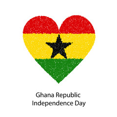 Independence Day of Ghana 6th march greeting card with brush stroke background in national colors .Flat stile. Vector illustration.
