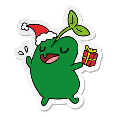 christmas sticker cartoon of kawaii seed