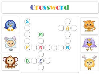 English for kids. Animals crossword