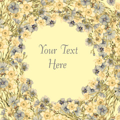 Hand drawn border of spring flowers