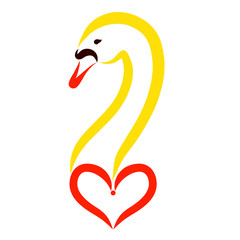 Cute question mark, swan head and heart