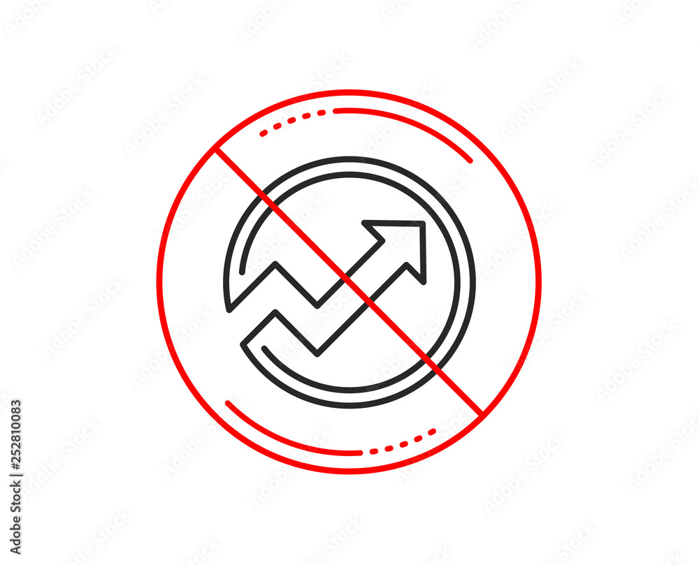 Poster no or stop sign. chart line icon. report graph or sales growth sign in circle. analysis and statisti