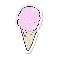 distressed sticker of a cartoon ice cream