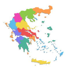 Greece map, new political detailed map, separate individual regions, with state names, isolated on white background 3D blank